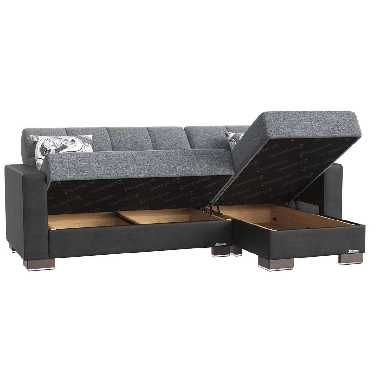 Convertible Chenille Foam Upholstered Chaise Lounge With Storage - Omega Lifestyles