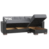 Convertible Chenille Foam Upholstered Chaise Lounge With Storage - Omega Lifestyles