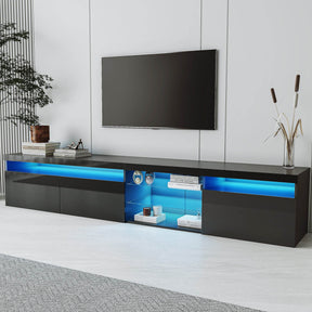 Modern Black Particle Board TV Stand With LED Lighting - Omega Lifestyles