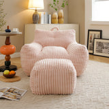 Giant Pink Corduroy Shredded Foam Bean Bag Chair - Omega Lifestyles