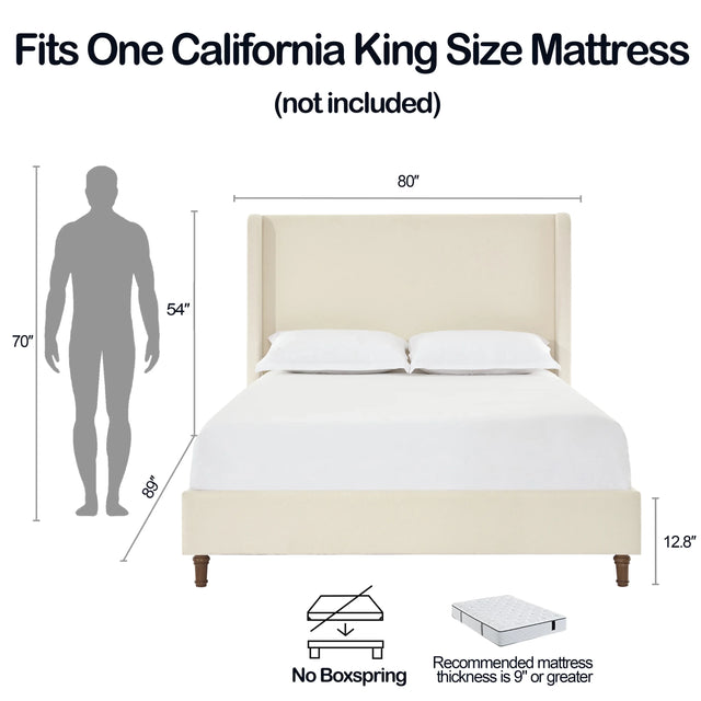 California King Contemporary Boucle Upholstered Bed Frame - Omega Lifestyles