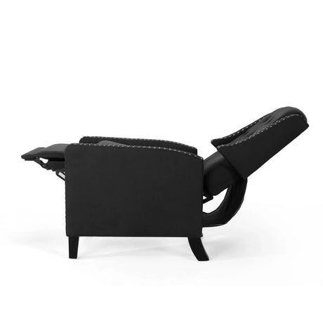 Dark Gray Fabric Push Back Recliner Chair With Birch Legs - Omega Lifestyles