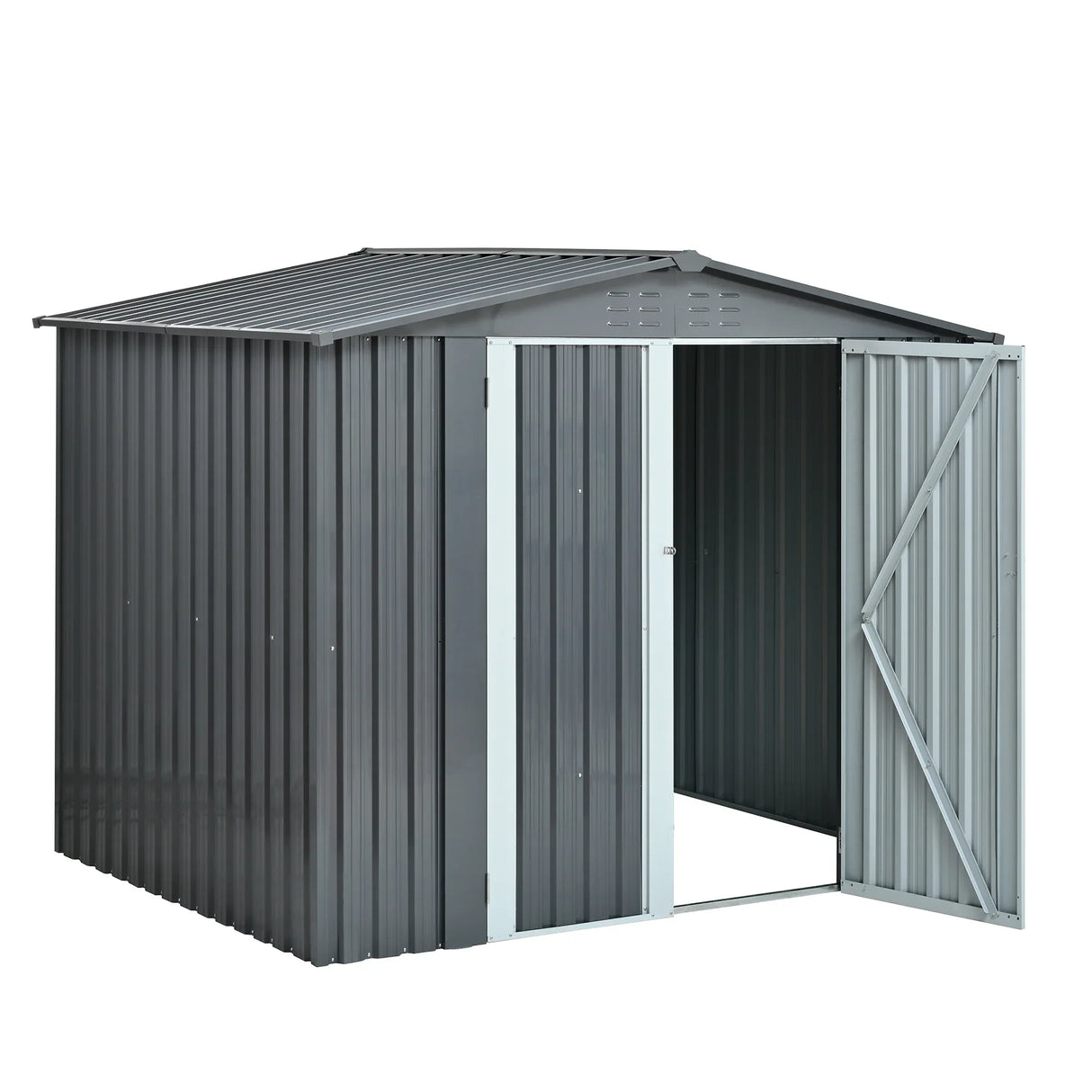 Heavy-Duty Galvanized Steel 6x8ft Outdoor Storage Shed - Omega Lifestyles