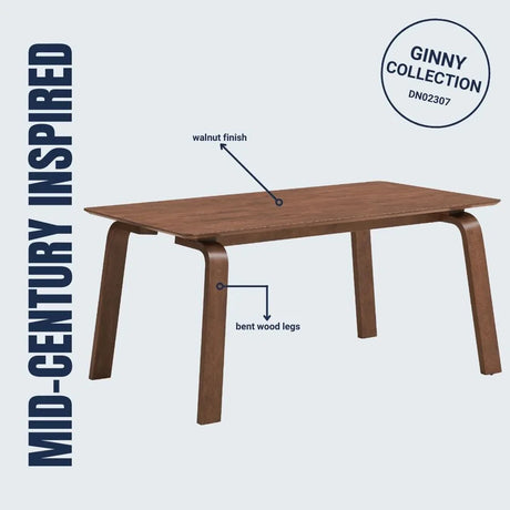 5-Piece Walnut Wood Dining Table And Side Chairs Set - Omega Lifestyles