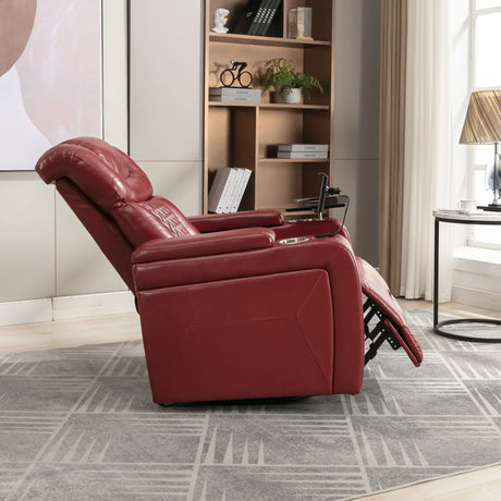 Power Recliner Chair PU Leather With USB Tray Table - Omega Lifestyles