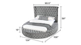 Modern Gray Velvet Upholstered King Storage Bed Frame - Omega Lifestyles