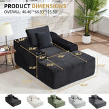 Oversized Corduroy Fabric Twin Sleeper Chaise Lounge Chair - Omega Lifestyles