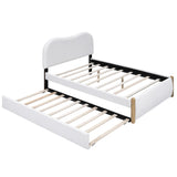 Full Upholstered Platform Bed With Twin Trundle White - Omega Lifestyles
