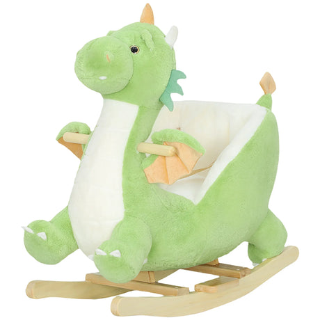Kids Dragon Plush Rocking Horse With Safety Belt - Omega Lifestyles