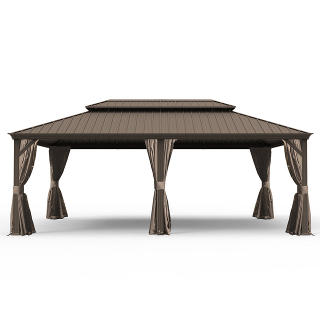 14x24-Foot Hardtop Gazebo With Drainage System and Curtains