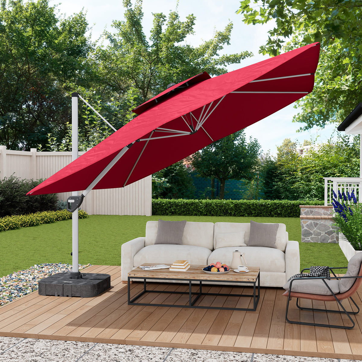 11-Inch Waterproof Red Aluminum Patio Umbrella