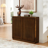 Mid Century Modern Fluted Walnut Solid Wood Sideboard Cabinet - Omega Lifestyles