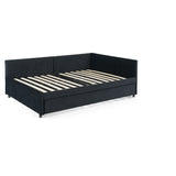 Full Size Velvet Upholstered Daybed With Trundle - Omega Lifestyles