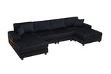 Convertible U-Shaped Corduroy Fabric 4-Seat Sofa - Omega Lifestyles