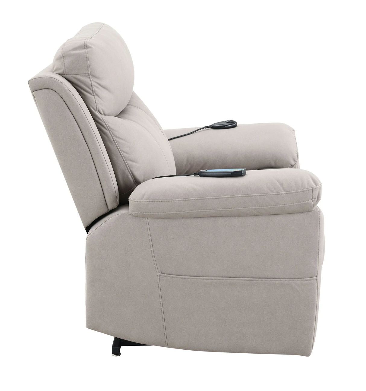 Light Gray Polished Microfiber Power Lift Heating Massage Chair - Omega Lifestyles