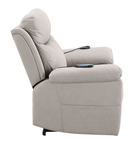 Light Gray Polished Microfiber Power Lift Heating Massage Chair - Omega Lifestyles