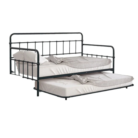 Twin Contemporary Black Metal Daybed With Trundle - Omega Lifestyles