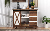 Farmhouse Sliding Barn Door Kitchen Island Cart - Omega Lifestyles