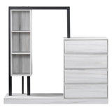 Wardrobe With Four Drawers Three Shelves MDF Metal - Omega Lifestyles