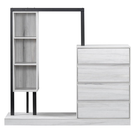 Wardrobe With Four Drawers Three Shelves MDF Metal - Omega Lifestyles