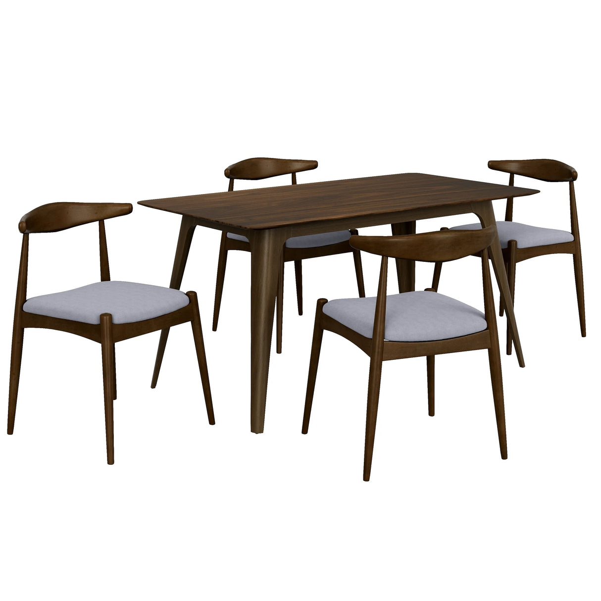 Mid-Century Modern Rubberwood 5-Piece Dining Set - Omega Lifestyles