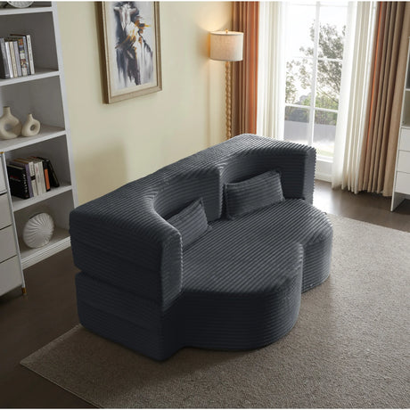 Full Size Plush Corduroy Folding Foam Sleeper Sofa Bed With Pillows - Omega Lifestyles