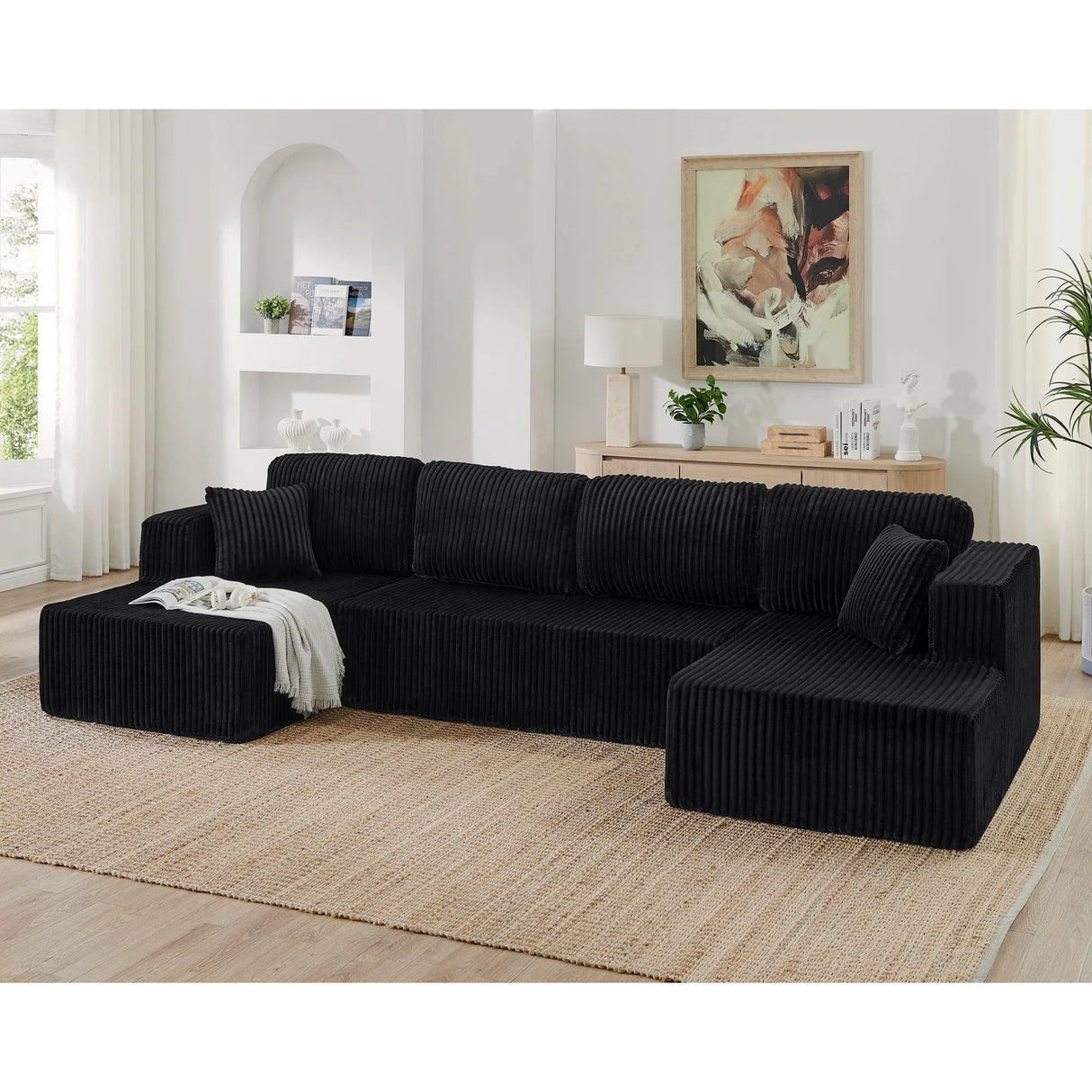 Modern Minimalist U-Shape Modular Sectional Sofa Set - Omega Lifestyles