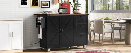 Farmhouse Kitchen Island Cart With Power Outlet - Omega Lifestyles