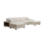 Modern Convertible U-Shaped Corduroy Fabric Sofa - Omega Lifestyles