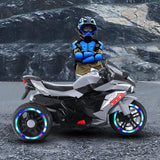 12V Grey Plastic Kids Electric Ride-On Motorcycle - Omega Lifestyles