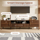 Modern Walnut TV Stand With Soft-Close Doors and Storage - Omega Lifestyles