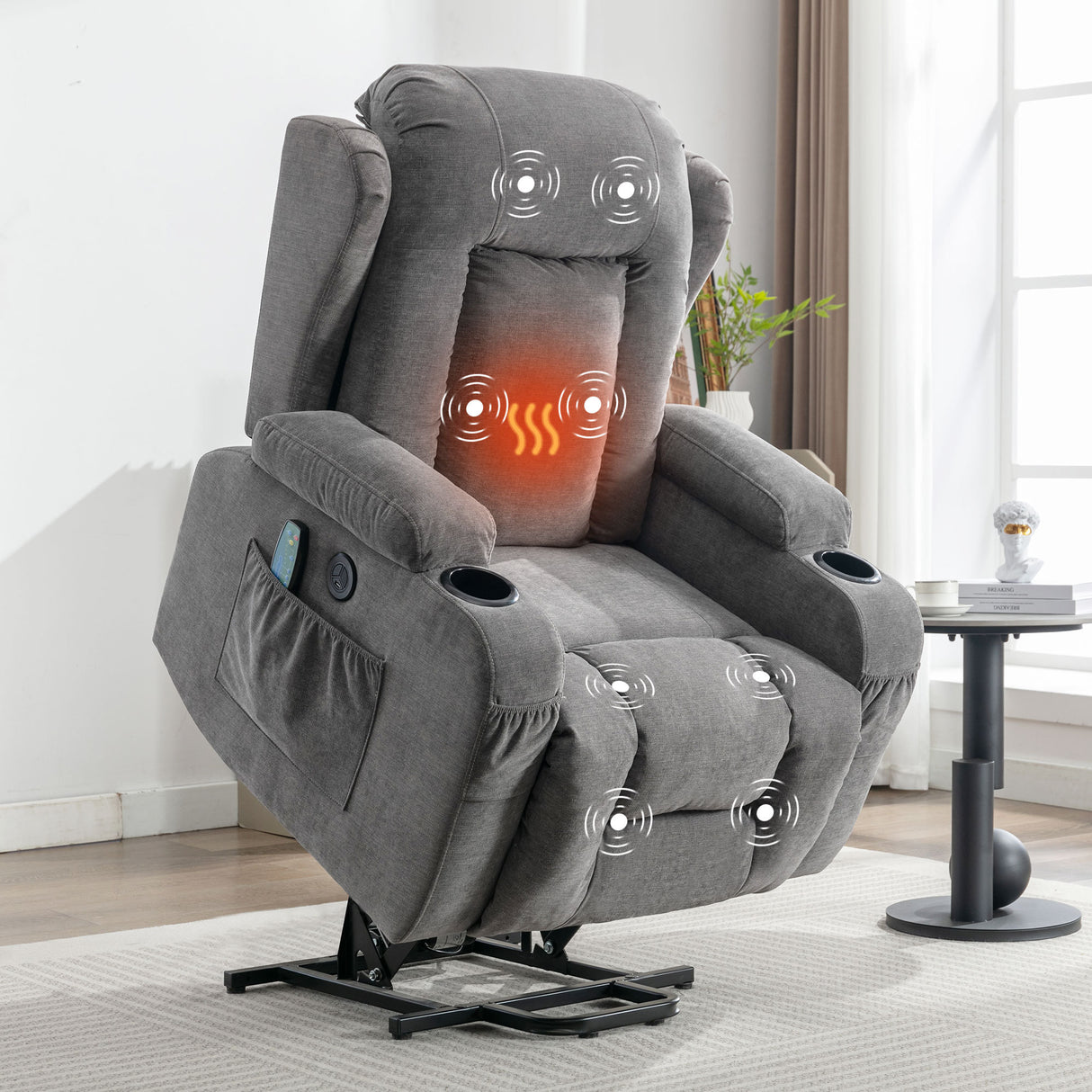 Power Lift Recliner Chair With Heat Massage And USB Port
