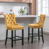 Set of 2 Velvet Upholstered Mid-Century Modern Barstools - Omega Lifestyles