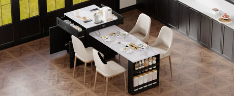 Extendable Kitchen Island With Dining Table And Storage - Omega Lifestyles