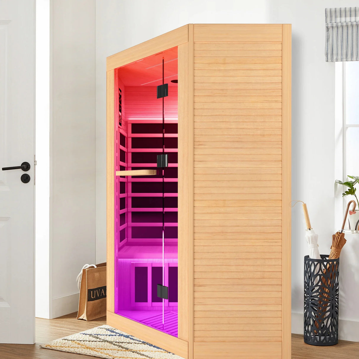 Canadian Hemlock Pentagonal Infrared Two-Person Sauna Room - Omega Lifestyles