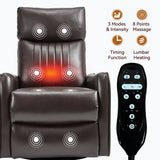 Brown Faux Leather Manual Heat Massage Recliner Chair - Omega Lifestyles