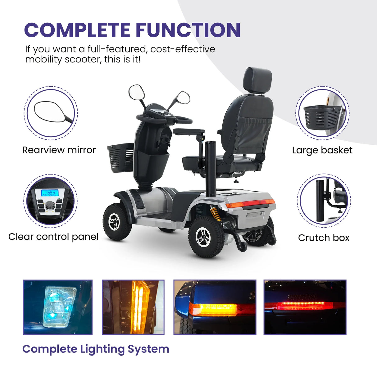 Heavy Duty Mobility Scooter With Turn Signals - Omega Lifestyles