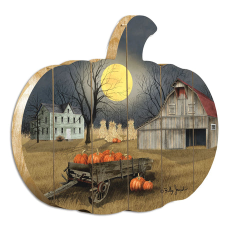 Multicolor Paper Harvest Moon Wooden Pumpkin Wall Art - Omega Lifestyles
