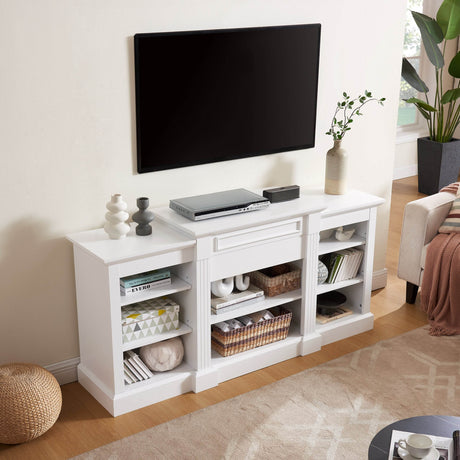 White MDF Adjustable Shelf Media Console Cabinet - Sleep Galleria