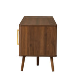 Modern Walnut Fluted Door 78-Inch TV Stand - Omega Lifestyles