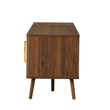 Modern Walnut Fluted Door 78-Inch TV Stand - Omega Lifestyles