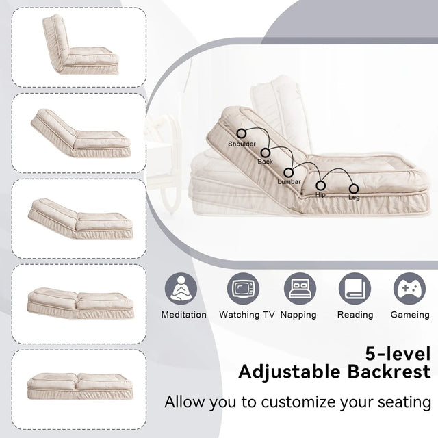 Adjustable Velvet Upholstered Massage Floor Sofa With Pillow - Omega Lifestyles