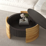 Round Two-Tone Flip-Top Storage MDF Coffee Table