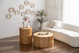 Set of 2 Natural MDF Fir Round Coffee Tables - Omega Lifestyles