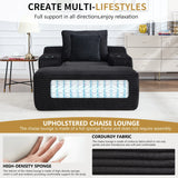 Oversized Corduroy Fabric Twin Sleeper Chaise Lounge Chair - Omega Lifestyles