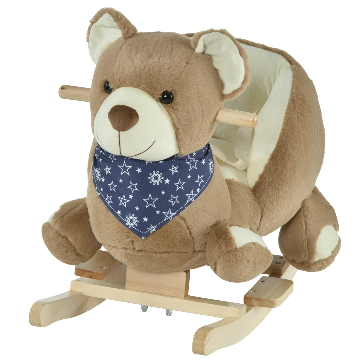 Bear Plush Toddler Rocking Horse With Lullaby and Pedals - Omega Lifestyles