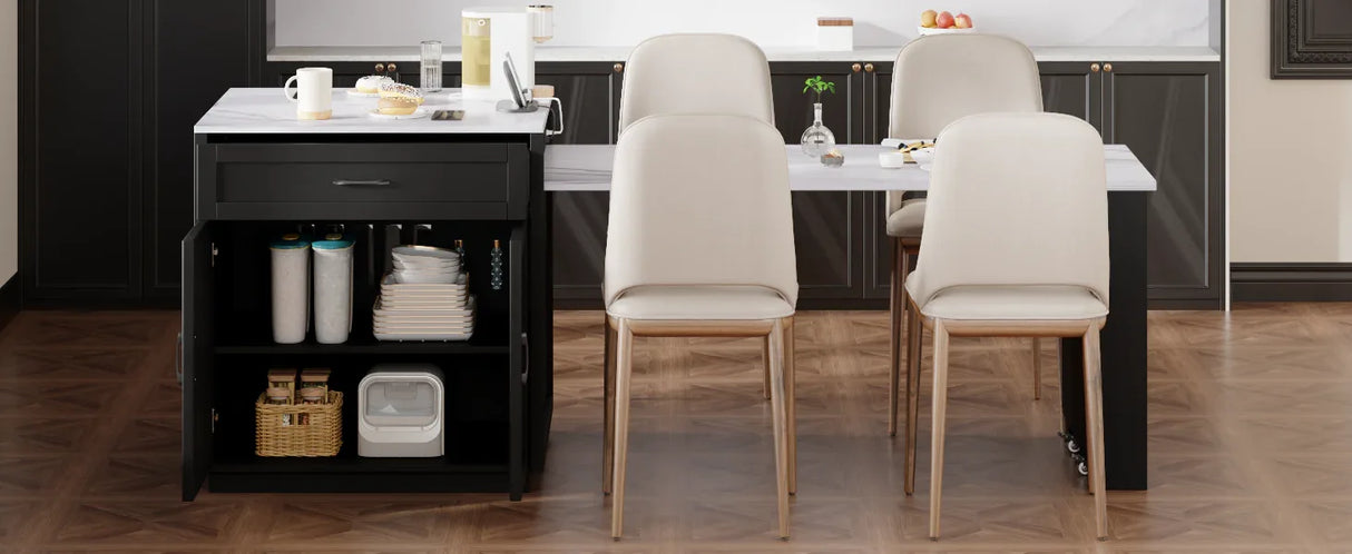 Extendable Kitchen Island With Dining Table And Storage - Omega Lifestyles