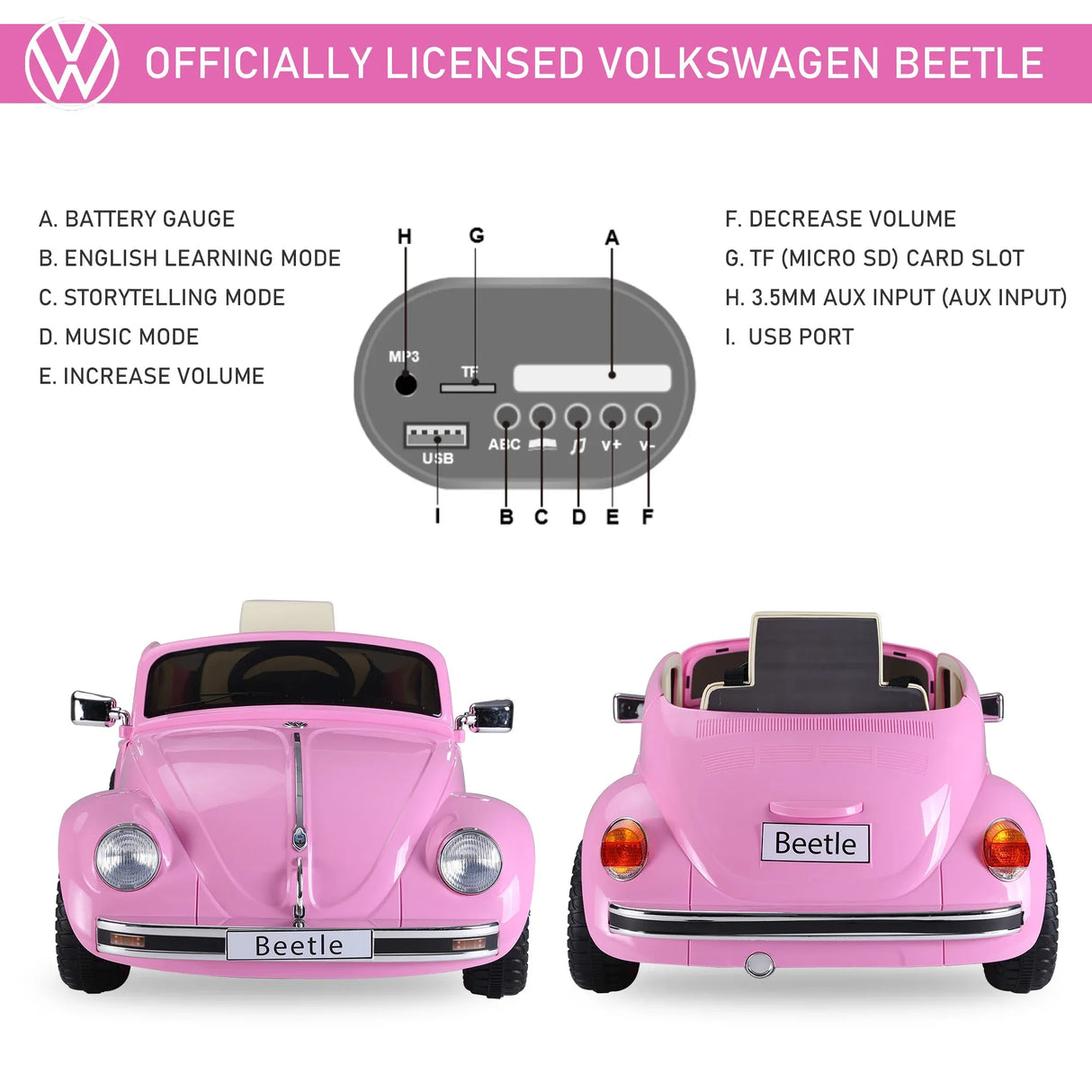 Licensed Volkswagen Kids Electric Ride-On Car With Remote Control - Omega Lifestyles