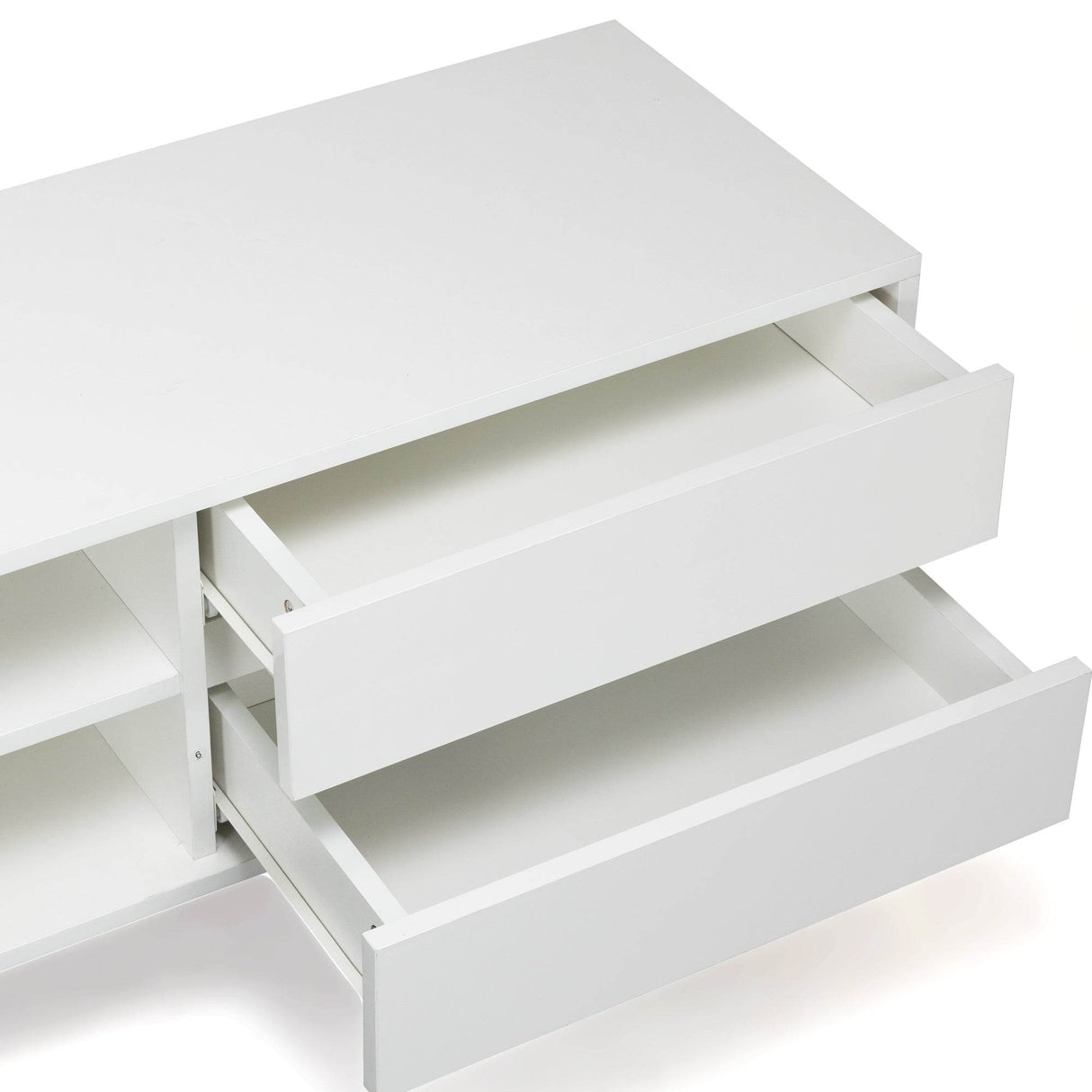 Antique White Particle Board TV Stand Console With LED Lights - Omega Lifestyles