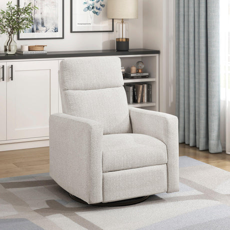 Contemporary Chenille Swivel Recliner Chair With Gliding Motion - Omega Lifestyles